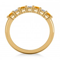 Oval Diamond & Citrine Seven Stone Ring 14k Yellow Gold (1.40ct)