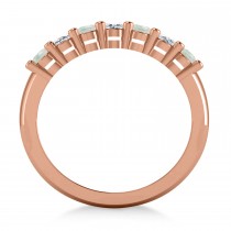 Oval Diamond & Opal Seven Stone Ring 14k Rose Gold (1.40ct)