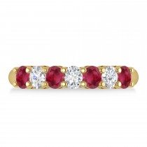 Oval Diamond & Ruby Seven Stone Ring 14k Yellow Gold (1.40ct)
