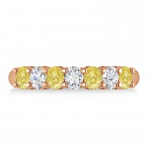 Oval Yellow & White Diamond Seven Stone Ring 14k Rose Gold (1.40ct)