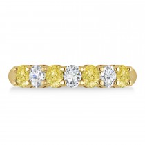 Oval Yellow & White Diamond Seven Stone Ring 14k Yellow Gold (1.40ct)