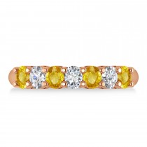 Oval Diamond & Yellow Sapphire Seven Stone Ring 14k Rose Gold (1.40ct)