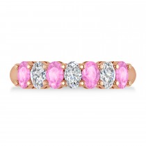 Oval Diamond & Pink Sapphire Seven Stone Ring 14k Rose Gold (2.15ct)