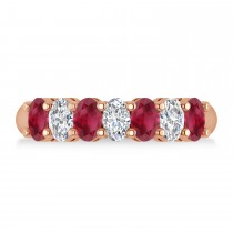 Oval Diamond & Ruby Seven Stone Ring 14k Rose Gold (2.15ct)