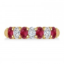 Oval Diamond & Ruby Seven Stone Ring 14k Yellow Gold (2.15ct)