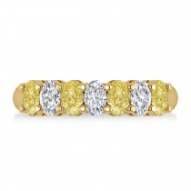 Oval Yellow & White Diamond Seven Stone Ring 14k Yellow Gold (1.75ct)