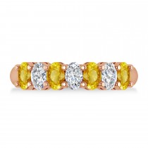 Oval Diamond & Yellow Sapphire Seven Stone Ring 14k Rose Gold (2.15ct)