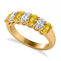 Oval Diamond & Yellow Sapphire Seven Stone Ring 14k Yellow Gold (2.15ct)