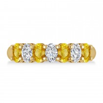 Oval Diamond & Yellow Sapphire Seven Stone Ring 14k Yellow Gold (2.15ct)