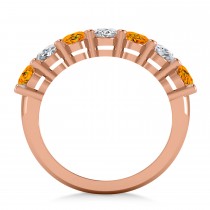 Oval Diamond & Citrine Seven Stone Ring 14k Rose Gold (3.30ct)