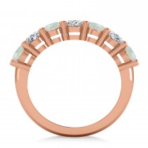 Oval Diamond & Opal Seven Stone Ring 14k Rose Gold (2.62ct)