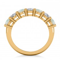Oval Diamond & Opal Seven Stone Ring 14k Yellow Gold (2.62ct)