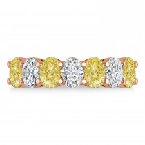 Oval Yellow & White Diamond Seven Stone Ring 14k Rose Gold (3.50ct)