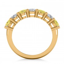 Oval Yellow & White Diamond Seven Stone Ring 14k Yellow Gold (3.50ct)