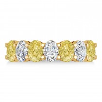 Oval Yellow & White Diamond Seven Stone Ring 14k Yellow Gold (3.50ct)