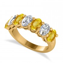 Oval Diamond & Yellow Sapphire Seven Stone Ring 14k Yellow Gold (3.90ct)