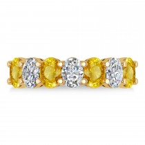 Oval Diamond & Yellow Sapphire Seven Stone Ring 14k Yellow Gold (3.90ct)