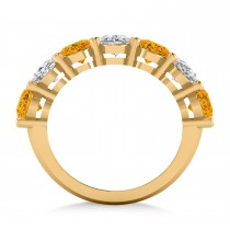 Oval Diamond & Citrine Seven Stone Ring 14k Yellow Gold (6.40ct)