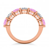 Oval Diamond & Pink Sapphire Seven Stone Ring 14k Rose Gold (7.00ct)