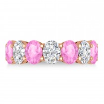Oval Diamond & Pink Sapphire Seven Stone Ring 14k Rose Gold (7.00ct)