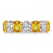 Oval Diamond & Yellow Sapphire Seven Stone Ring 14k Rose Gold (7.00ct)