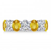 Oval Diamond & Yellow Sapphire Seven Stone Ring 14k White Gold (7.00ct)