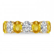 Oval Diamond & Yellow Sapphire Seven Stone Ring 14k Yellow Gold (7.00ct)
