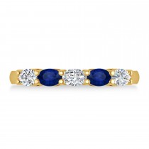 Oval Diamond & Blue Sapphire Five Stone Ring 14k Yellow Gold (1.00ct)