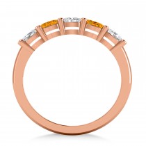 Oval Diamond & Citrine Five Stone Ring 14k Rose Gold (1.00ct)