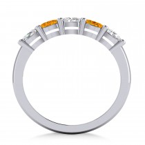 Oval Diamond & Citrine Five Stone Ring 14k White Gold (1.00ct)