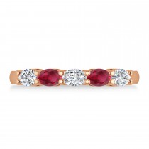 Oval Diamond & Ruby Five Stone Ring 14k Rose Gold (1.00ct)