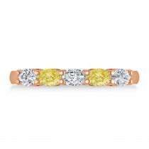 Oval Yellow & White Diamond Five Stone Ring 14k Rose Gold (1.00ct)