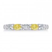 Oval Yellow & White Diamond Five Stone Ring 14k White Gold (1.00ct)