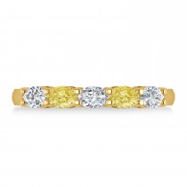 Oval Yellow & White Diamond Five Stone Ring 14k Yellow Gold (1.00ct)