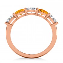 Oval Diamond & Citrine Five Stone Ring 14k Rose Gold (1.25ct)