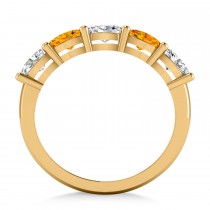 Oval Diamond & Citrine Five Stone Ring 14k Yellow Gold (1.25ct)