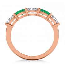 Oval Diamond & Emerald Five Stone Ring 14k Rose Gold (1.25ct)