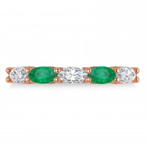 Oval Diamond & Emerald Five Stone Ring 14k Rose Gold (1.25ct)