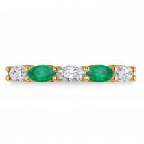 Oval Diamond & Emerald Five Stone Ring 14k Yellow Gold (1.25ct)