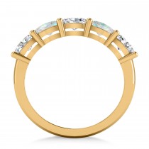 Oval Diamond & Opal Five Stone Ring 14k Yellow Gold (1.25ct)