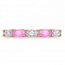 Oval Diamond & Pink Sapphire Five Stone Ring 14k Rose Gold (1.25ct)