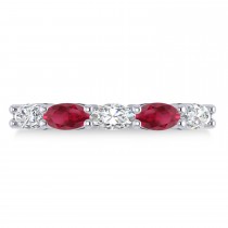 Oval Diamond & Ruby Five Stone Ring 14k White Gold (1.25ct)