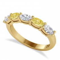Oval Yellow & White Diamond Five Stone Ring 14k Yellow Gold (1.25ct)