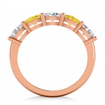 Oval Diamond & Yellow Sapphire Five Stone Ring 14k Rose Gold (1.25ct)