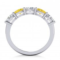 Oval Diamond & Yellow Sapphire Five Stone Ring 14k White Gold (1.25ct)