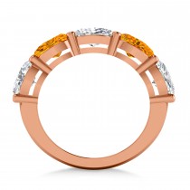 Oval Diamond & Citrine Five Stone Ring 14k Rose Gold (4.70ct)