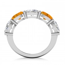 Oval Diamond & Citrine Five Stone Ring 14k White Gold (4.70ct)