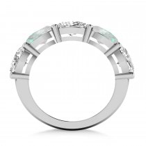 Oval Diamond & Opal Five Stone Ring 14k White Gold (4.00ct)