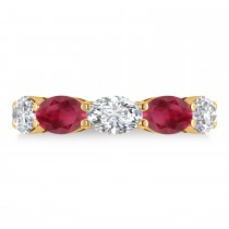Oval Diamond & Ruby Five Stone Ring 14k Yellow Gold (5.00ct)