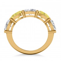 Oval Yellow & White Diamond Five Stone Ring 14k Yellow Gold (5.00ct)